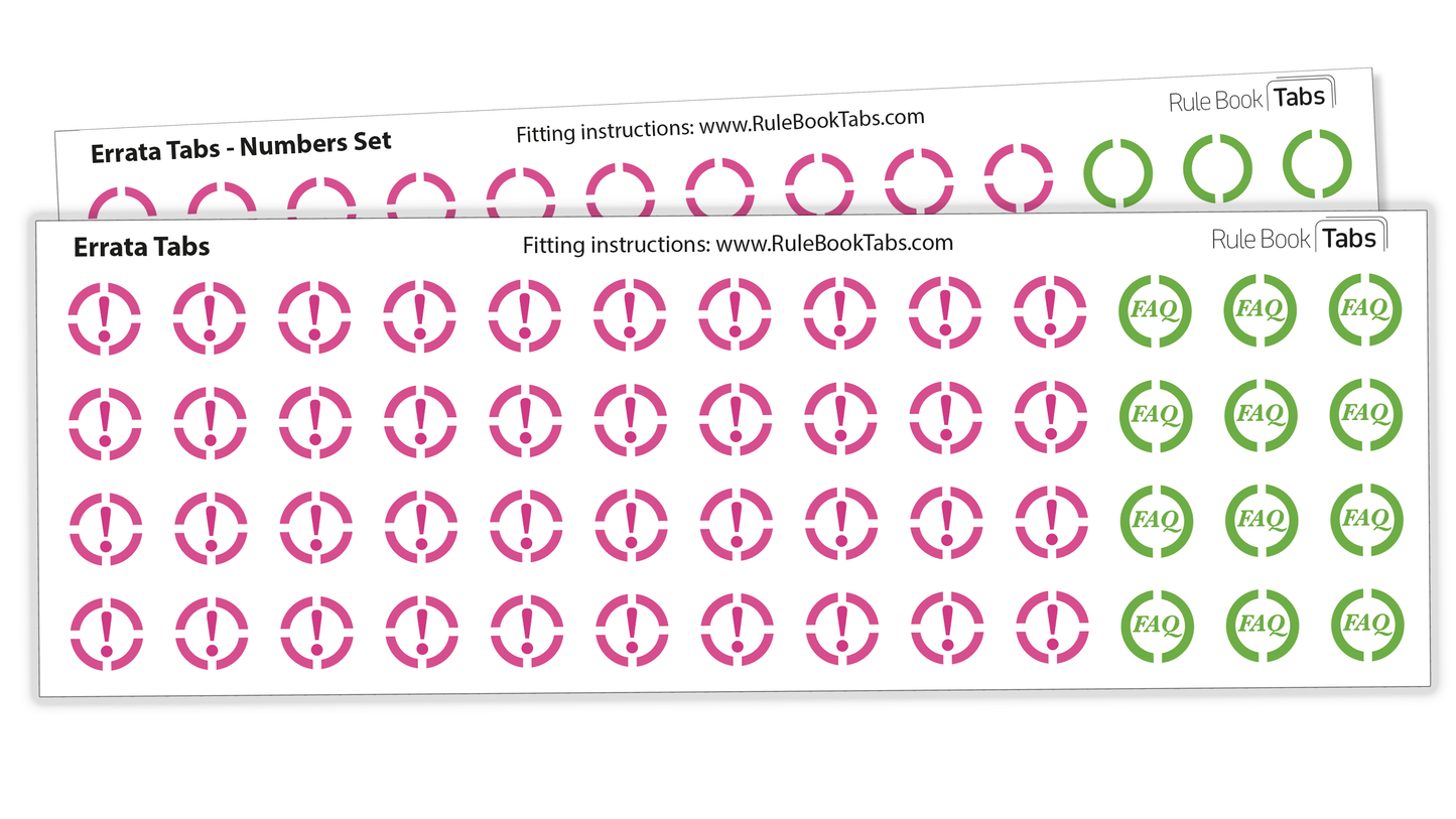 Errata Rule Book Tabs