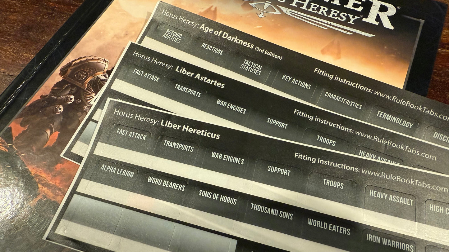 The Horus Heresy 3rd Edition Rule Book Tabs